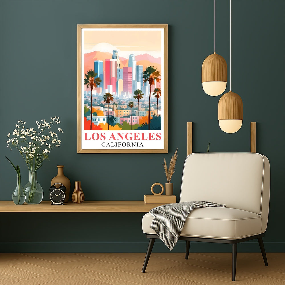 Los Angeles Travel Print Poster California Downtown City Souvenir Wall Art Landscape Picture Suitable For Home Room Living Room Office Bedroom Decor Unframed | siriusteestore