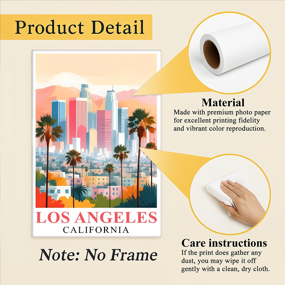 Los Angeles Travel Print Poster California Downtown City Souvenir Wall Art Landscape Picture Suitable For Home Room Living Room Office Bedroom Decor Unframed | siriusteestore