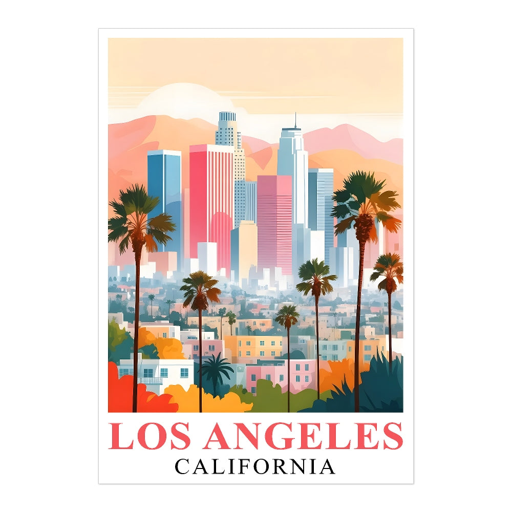 Los Angeles Travel Print Poster California Downtown City Souvenir Wall Art Landscape Picture Suitable For Home Room Living Room Office Bedroom Decor Unframed | siriusteestore
