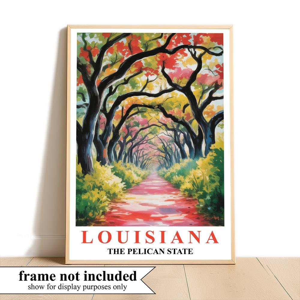 Louisiana Art Print Travel Poster Nature Scenic Tranquil Pelican State Travel Souvenir Wall Art Landscape Painting Ideal Home Living Room Office Bedroom Decor Unframed | siriusteestore
