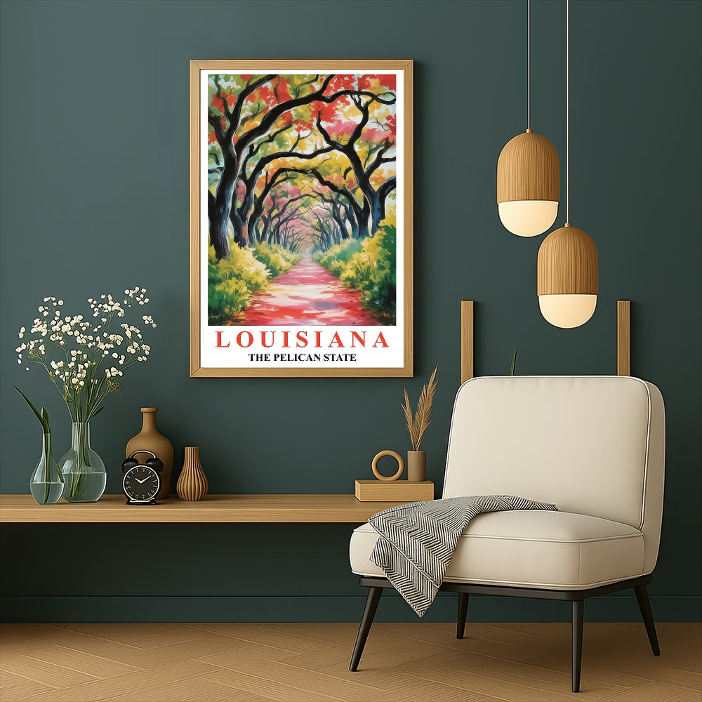 Louisiana Art Print Travel Poster Nature Scenic Tranquil Pelican State Travel Souvenir Wall Art Landscape Painting Ideal Home Living Room Office Bedroom Decor Unframed | siriusteestore