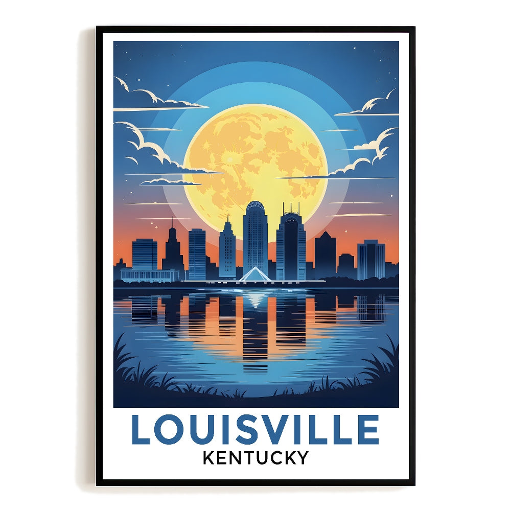 Louisville Kentucky Vintage Travel Poster City Moon Souvenir Wall Art Landscape Prints Paintings Picture For Home Room Living Room Office Bedroom Decor Unframed | siriusteestore