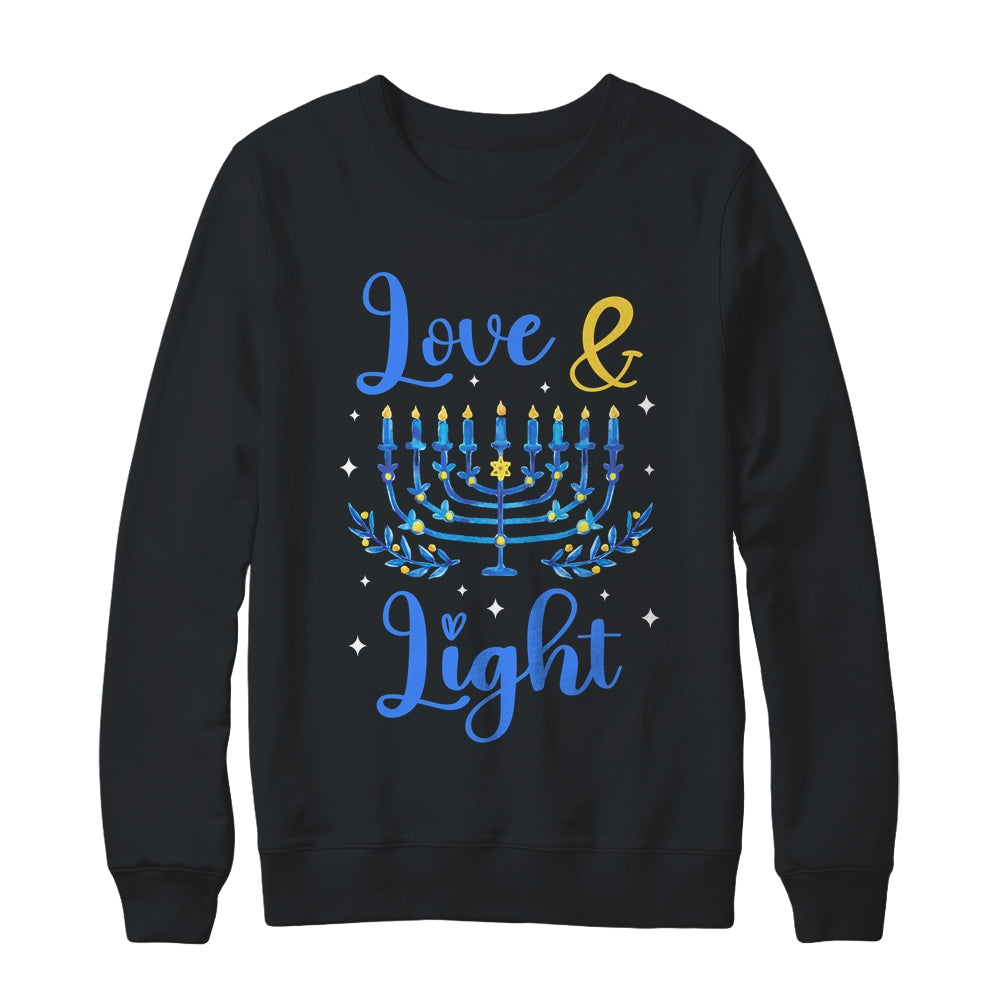 Love And Light Hanukkah Menorah Jewish Holiday Xmas Shirt & Sweatshirt | siriusteestore