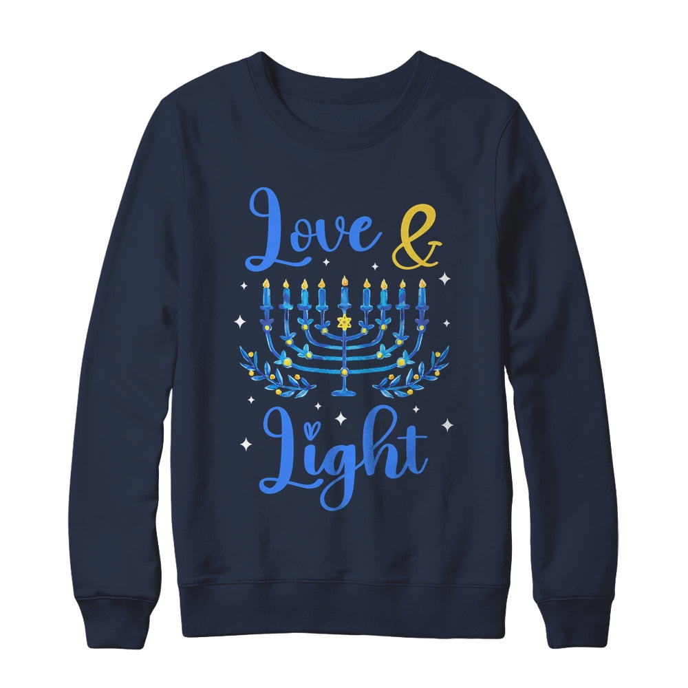 Love And Light Hanukkah Menorah Jewish Holiday Xmas Shirt & Sweatshirt | siriusteestore