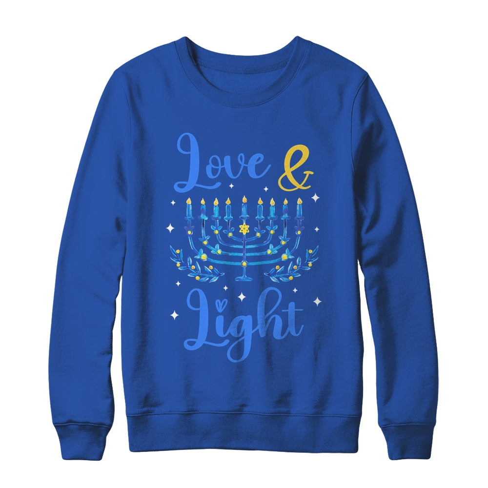 Love And Light Hanukkah Menorah Jewish Holiday Xmas Shirt & Sweatshirt | siriusteestore