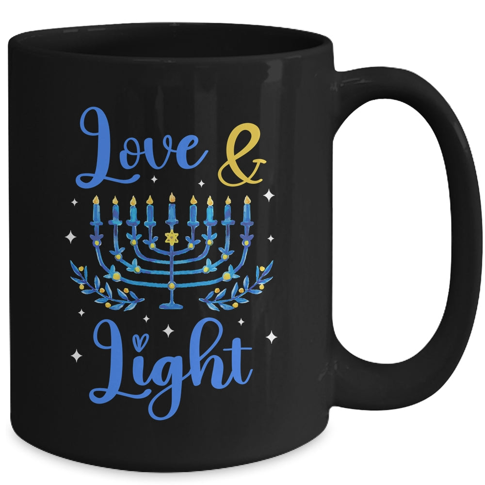 Love And Light Hanukkah Menorah Jewish Holiday Xmas Mug | siriusteestore