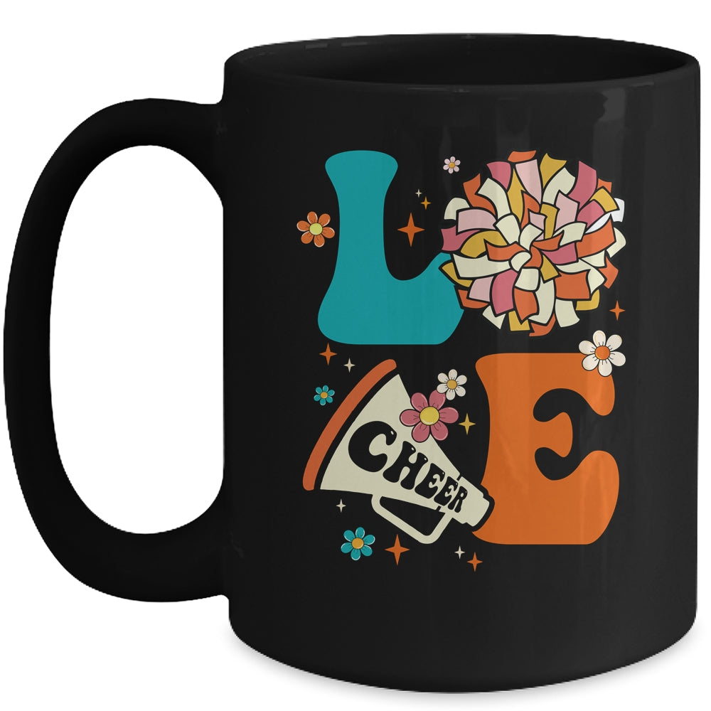 Love Cheer Groovy Cheerleader Cheerleading Women Girls Mug | siriusteestore
