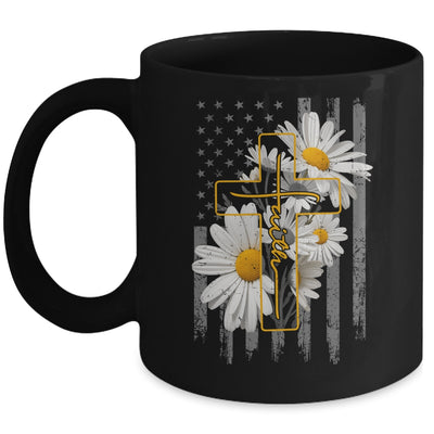 Love Faith Daisy Flowers Cross Flag Christian For Women Mug | siriusteestore