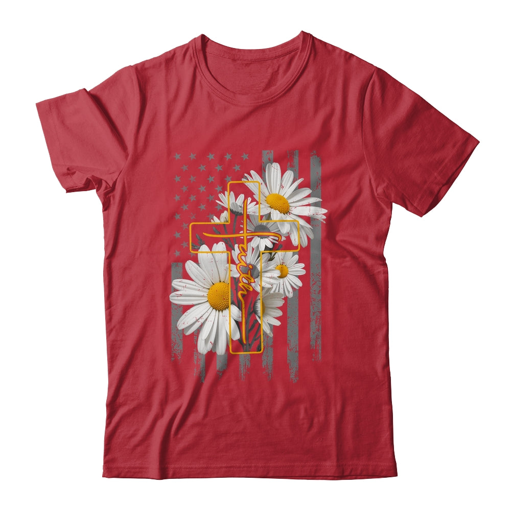 Love Faith Daisy Flowers Cross Flag Christian For Women Shirt & Hoodie | siriusteestore