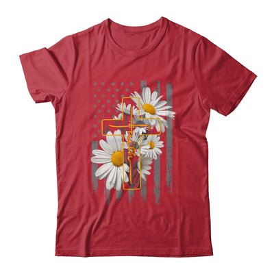 Love Faith Daisy Flowers Cross Flag Christian For Women Shirt & Hoodie | siriusteestore