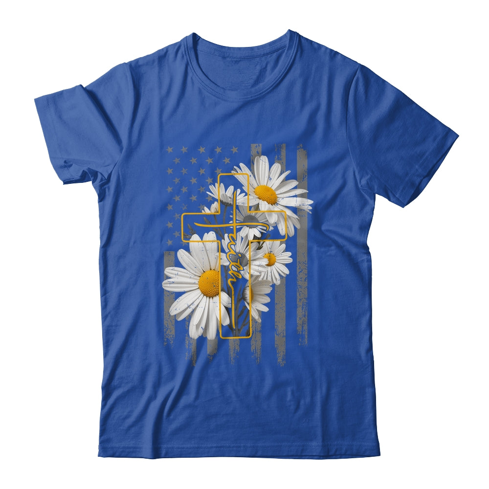 Love Faith Daisy Flowers Cross Flag Christian For Women Shirt & Hoodie | siriusteestore