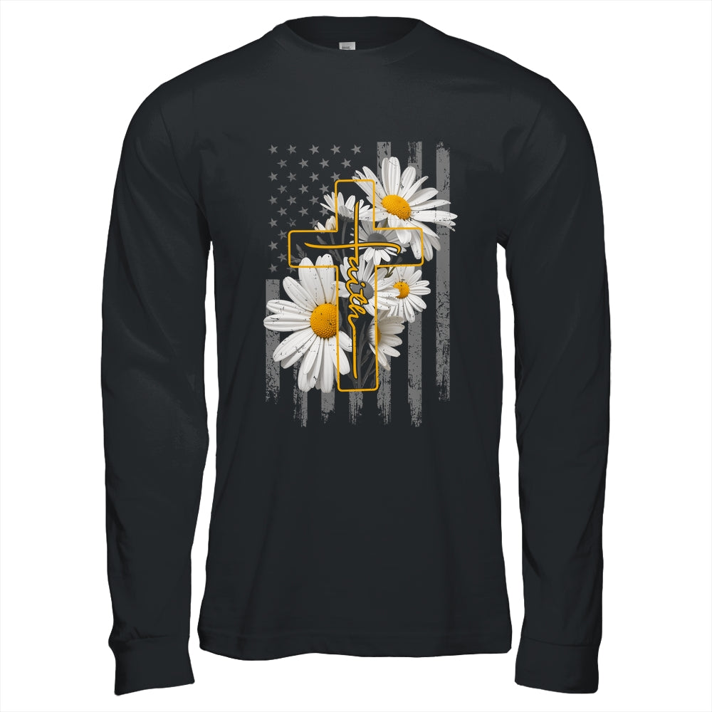 Love Faith Daisy Flowers Cross Flag Christian For Women Shirt & Hoodie | siriusteestore