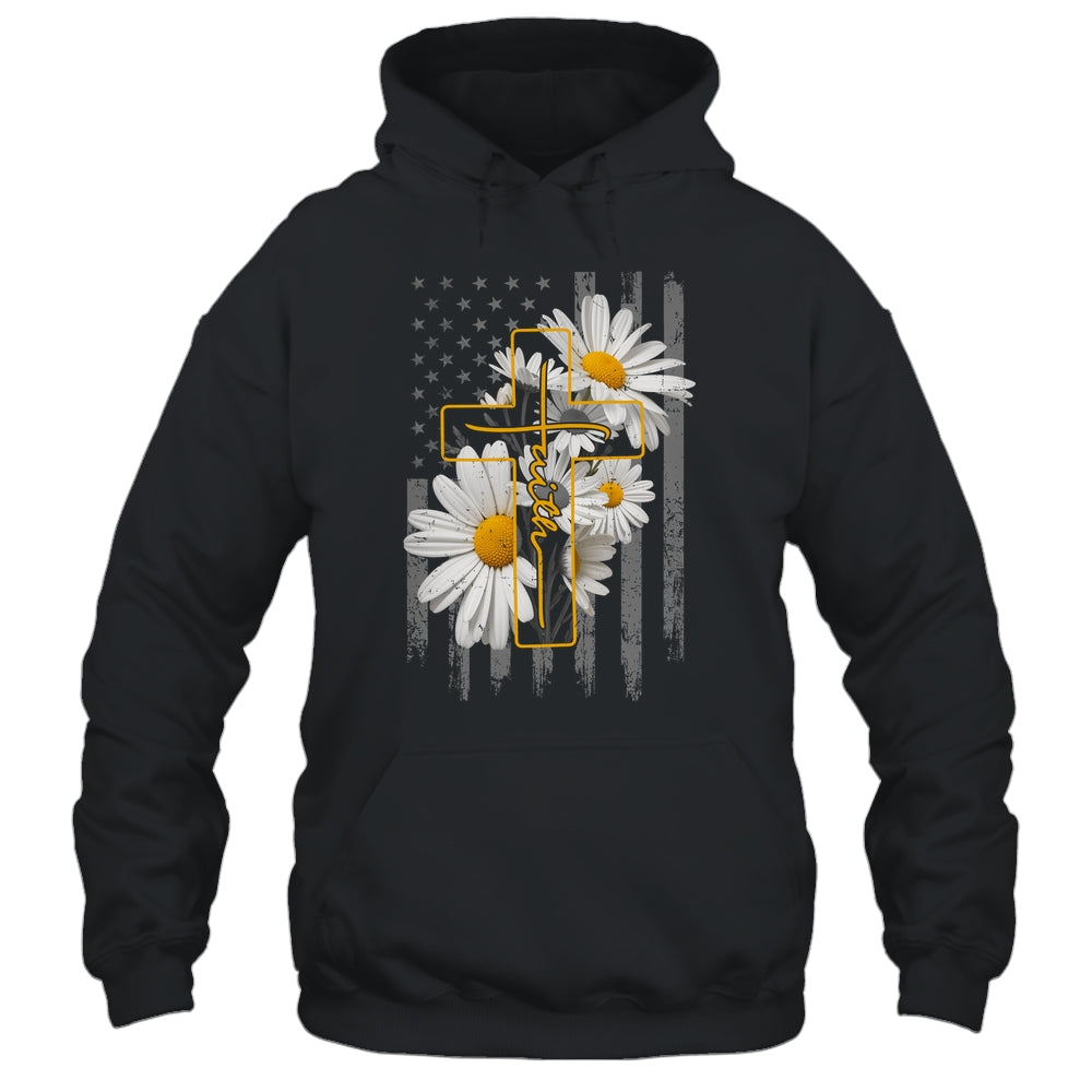 Love Faith Daisy Flowers Cross Flag Christian For Women Shirt & Hoodie | siriusteestore