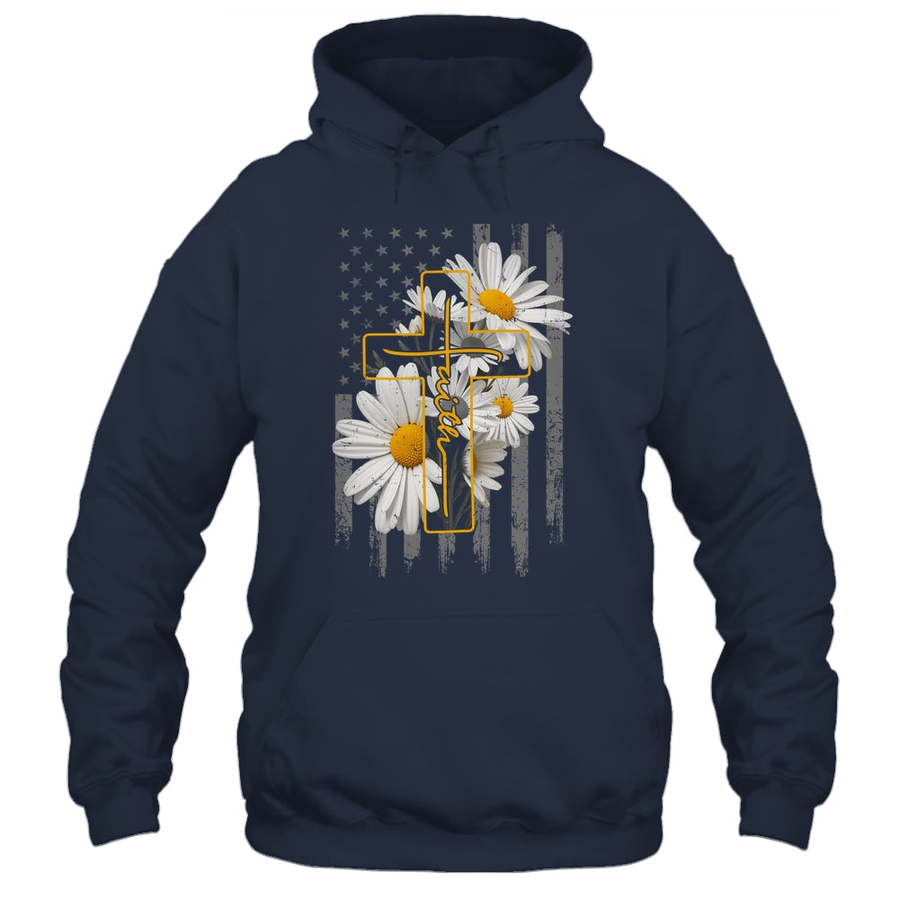 Love Faith Daisy Flowers Cross Flag Christian For Women Shirt & Hoodie | siriusteestore