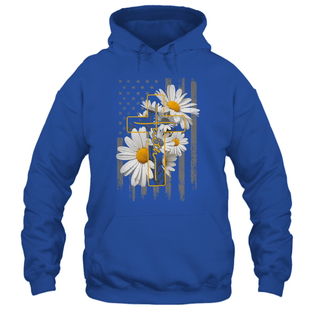Love Faith Daisy Flowers Cross Flag Christian For Women Shirt & Hoodie | siriusteestore