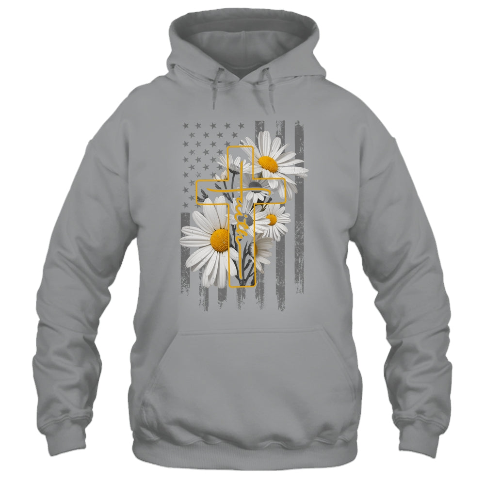 Love Faith Daisy Flowers Cross Flag Christian For Women Shirt & Hoodie | siriusteestore