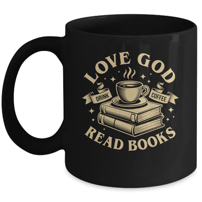 Love God Drink Coffee Read Books Lovers Vintage Christian Mug | siriusteestore