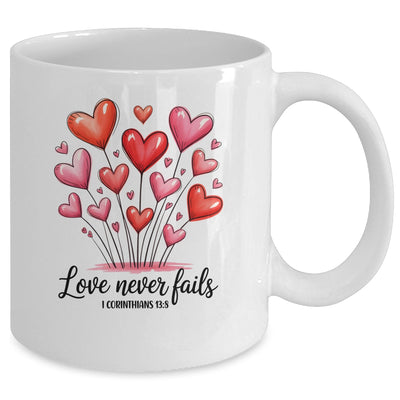Love Never Fails Valentines Christian Religious Bible Verse Mug | siriusteestore