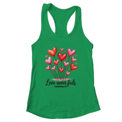 Love Never Fails Valentines Christian Religious Bible Verse Shirt & Tank Top | siriusteestore