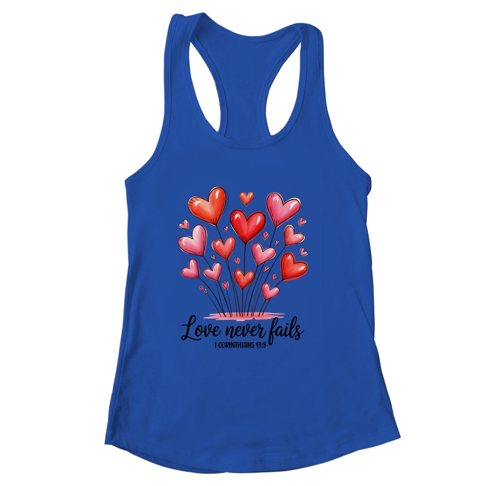 Love Never Fails Valentines Christian Religious Bible Verse Shirt & Tank Top | siriusteestore