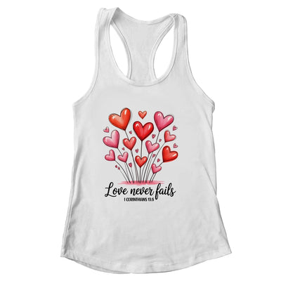 Love Never Fails Valentines Christian Religious Bible Verse Shirt & Tank Top | siriusteestore