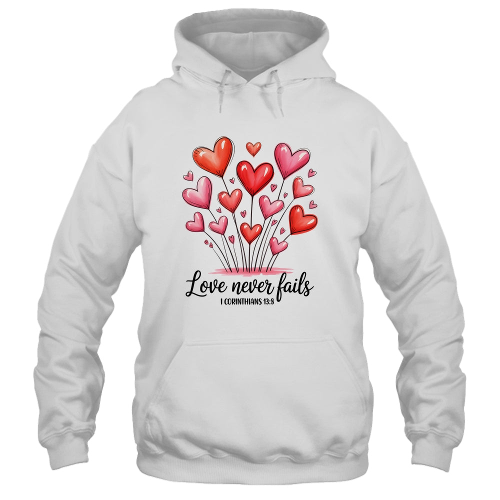 Love Never Fails Valentines Christian Religious Bible Verse Shirt & Tank Top | siriusteestore