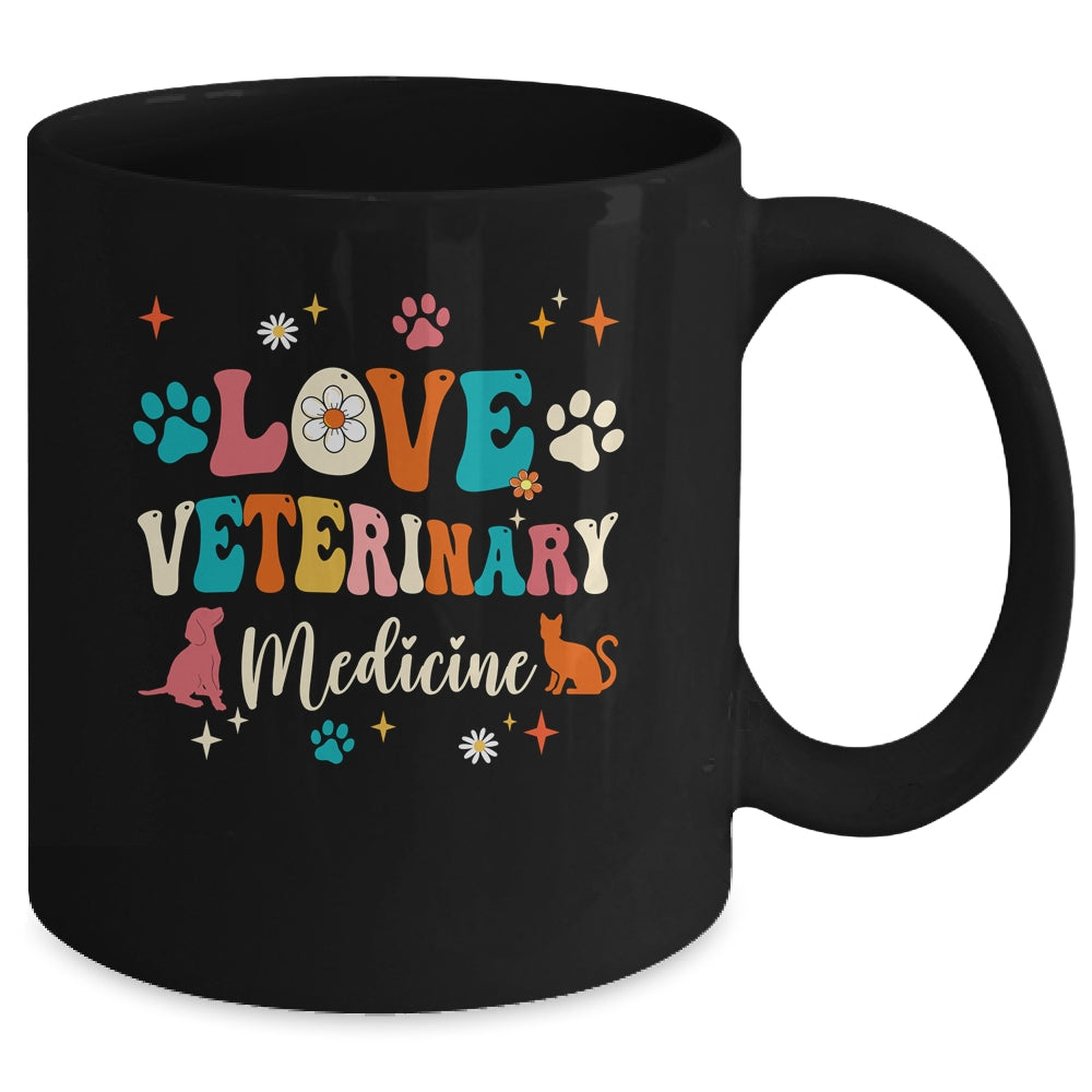 Love Veterinary Medicine Vet Tech For Women Girls Groovy Mug | siriusteestore