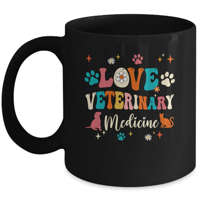 Love Veterinary Medicine Vet Tech For Women Girls Groovy Mug | siriusteestore