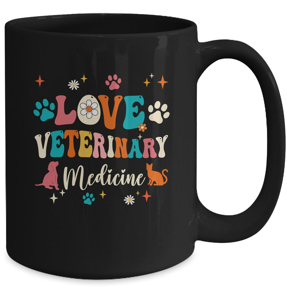 Love Veterinary Medicine Vet Tech For Women Girls Groovy Mug | siriusteestore