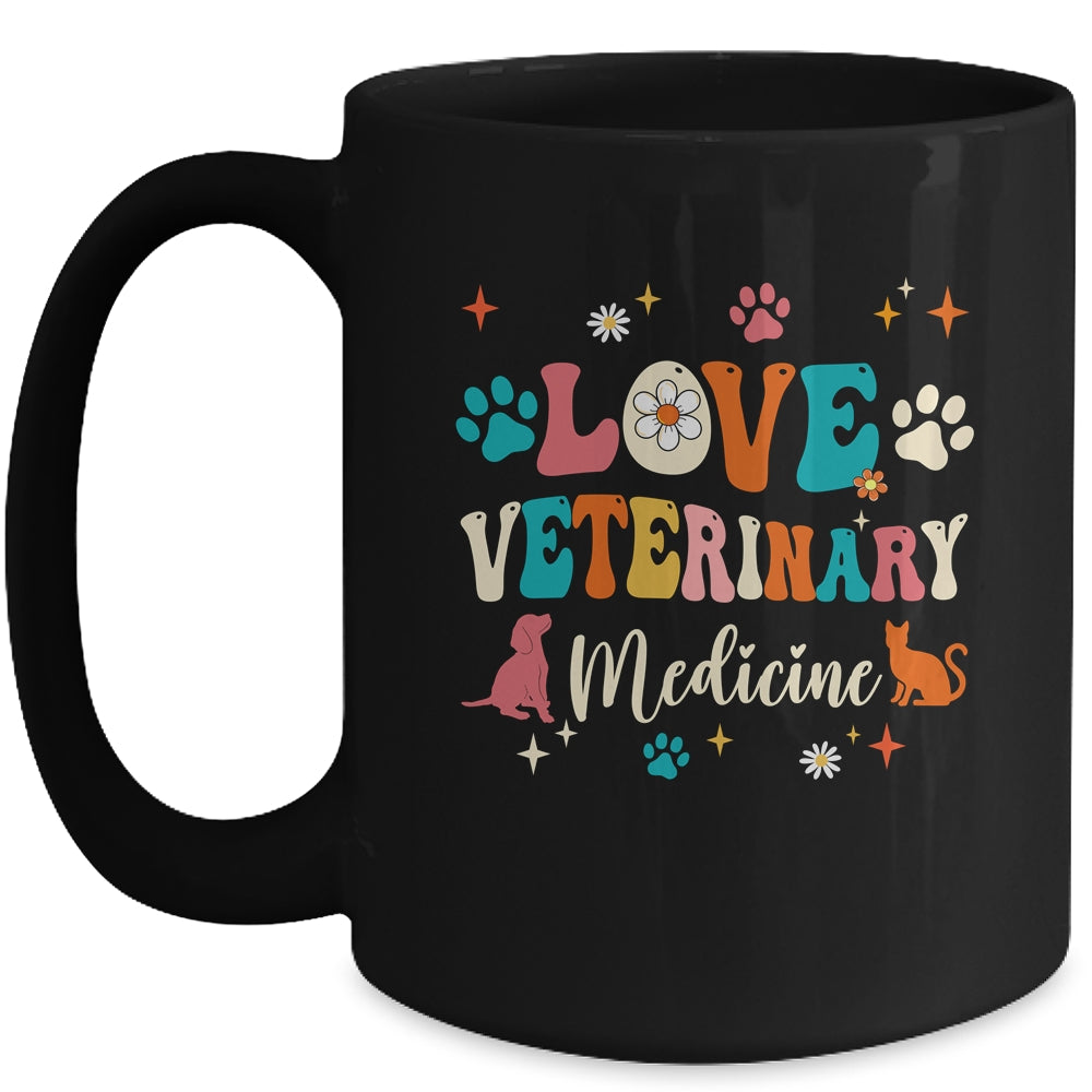 Love Veterinary Medicine Vet Tech For Women Girls Groovy Mug | siriusteestore