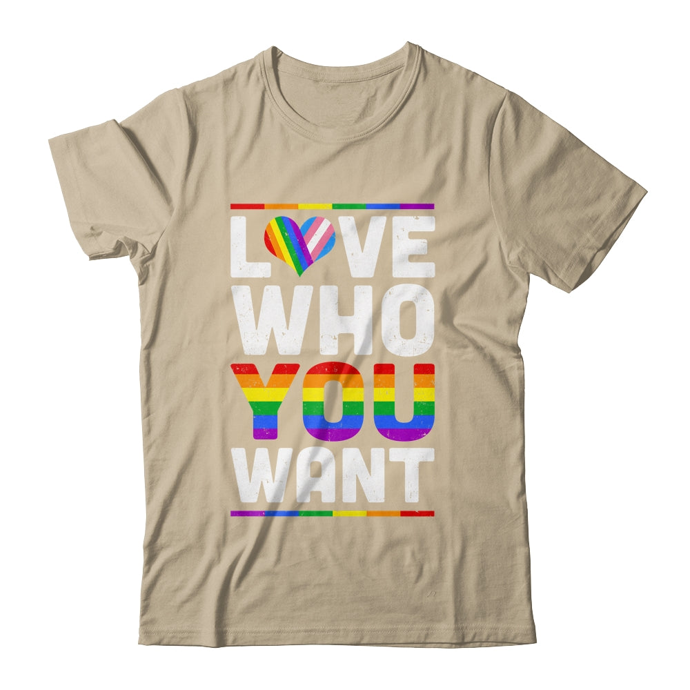 Love Who You Want Gay Pride LGBT Women Men Rainbow LGBTQ Shirt & Tank Top | siriusteestore