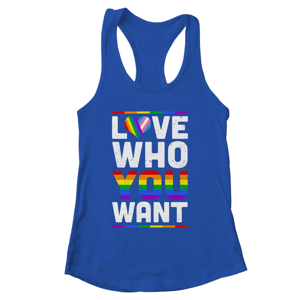 Love Who You Want Gay Pride LGBT Women Men Rainbow LGBTQ Shirt & Tank Top | siriusteestore