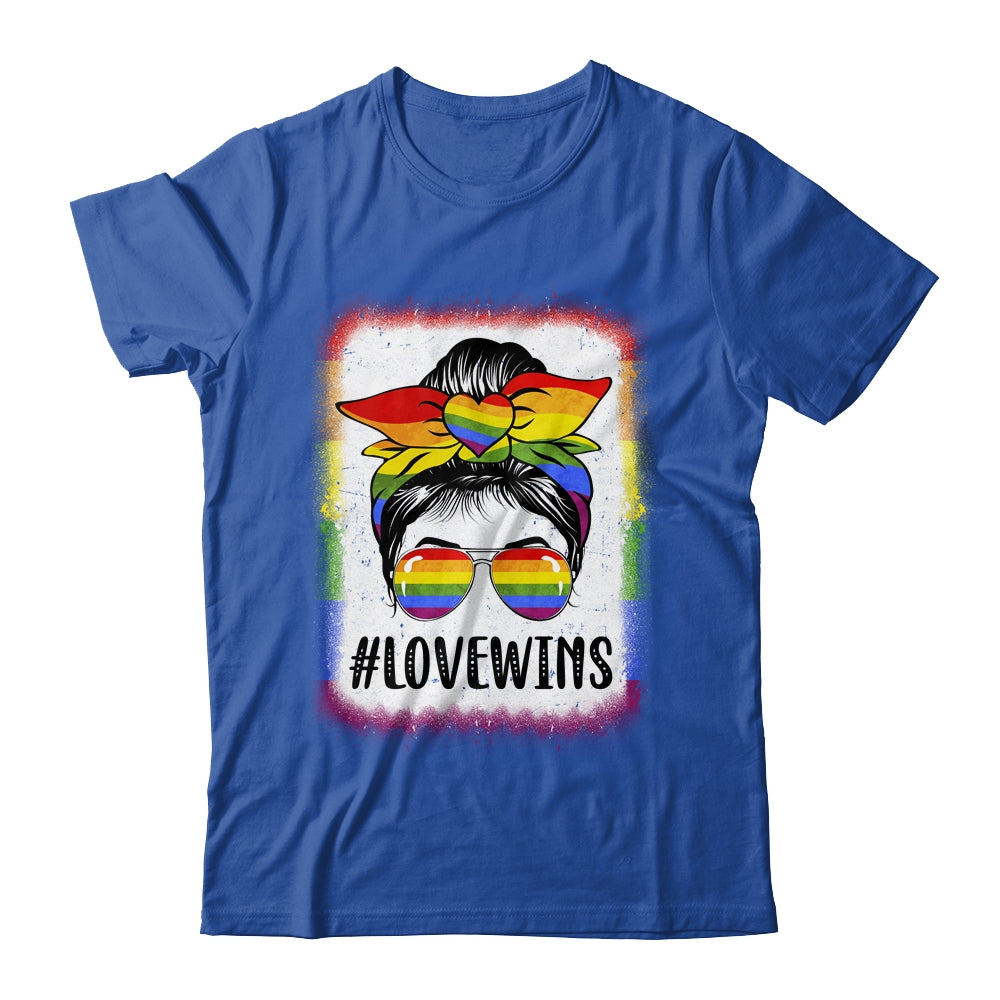 Love Wins Messy Bun Rainbow LGBT Gay Lesbian Trans Pride Shirt & Tank Top | siriusteestore