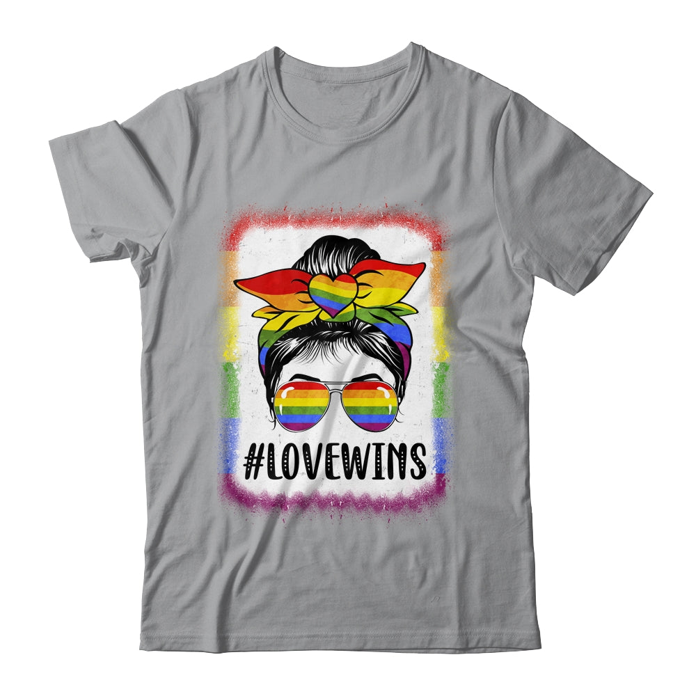 Love Wins Messy Bun Rainbow LGBT Gay Lesbian Trans Pride Shirt & Tank Top | siriusteestore