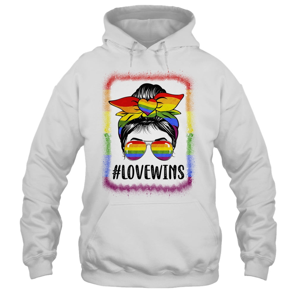 Love Wins Messy Bun Rainbow LGBT Gay Lesbian Trans Pride Shirt & Tank Top | siriusteestore