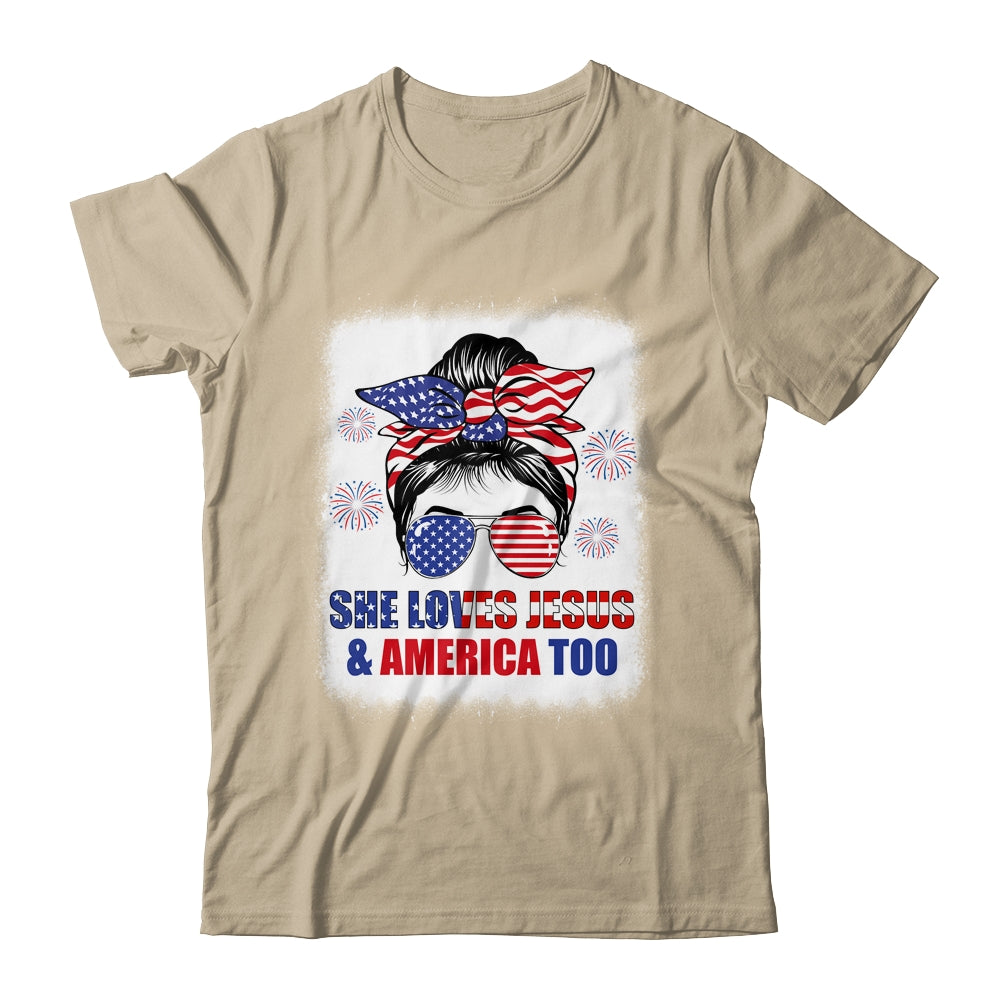 Loves Jesus And America Women 4th Of July Christian Lover Shirt & Tank Top | siriusteestore