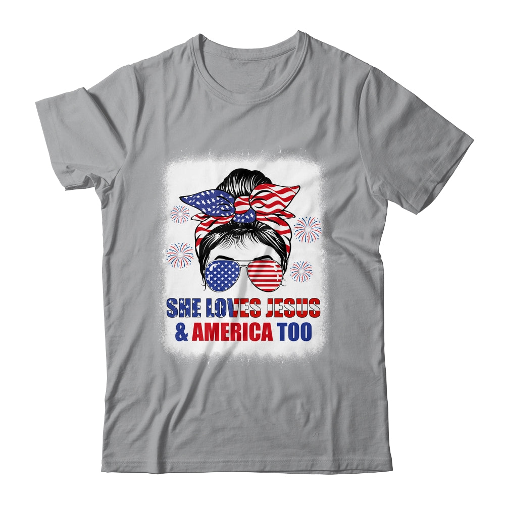 Loves Jesus And America Women 4th Of July Christian Lover Shirt & Tank Top | siriusteestore