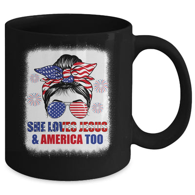 Loves Jesus And America Women 4th Of July Christian Lover Mug | siriusteestore