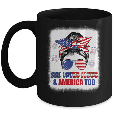 Loves Jesus And America Women 4th Of July Christian Lover Mug | siriusteestore