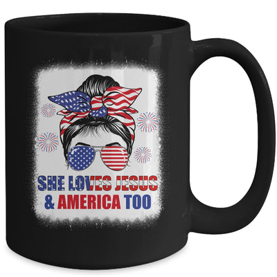 Loves Jesus And America Women 4th Of July Christian Lover Mug | siriusteestore