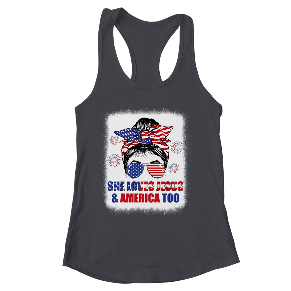 Loves Jesus And America Women 4th Of July Christian Lover Shirt & Tank Top | siriusteestore