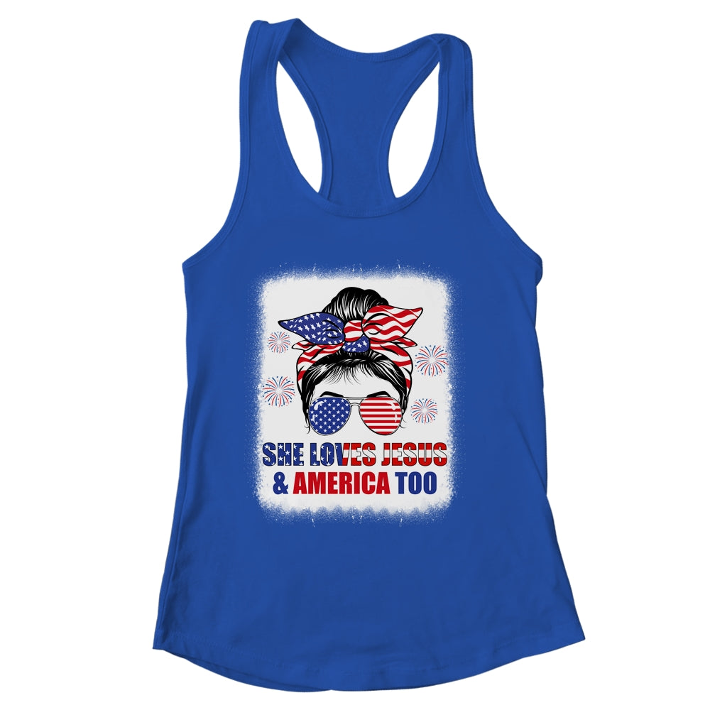 Loves Jesus And America Women 4th Of July Christian Lover Shirt & Tank Top | siriusteestore