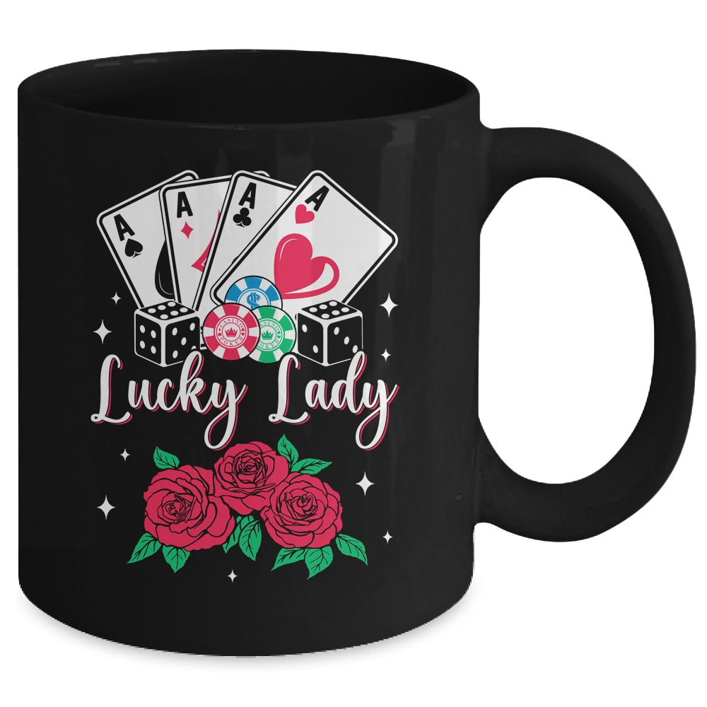 Lucky Lady Poker Player Gambling Casino Gambler Design Women Mug | siriusteestore