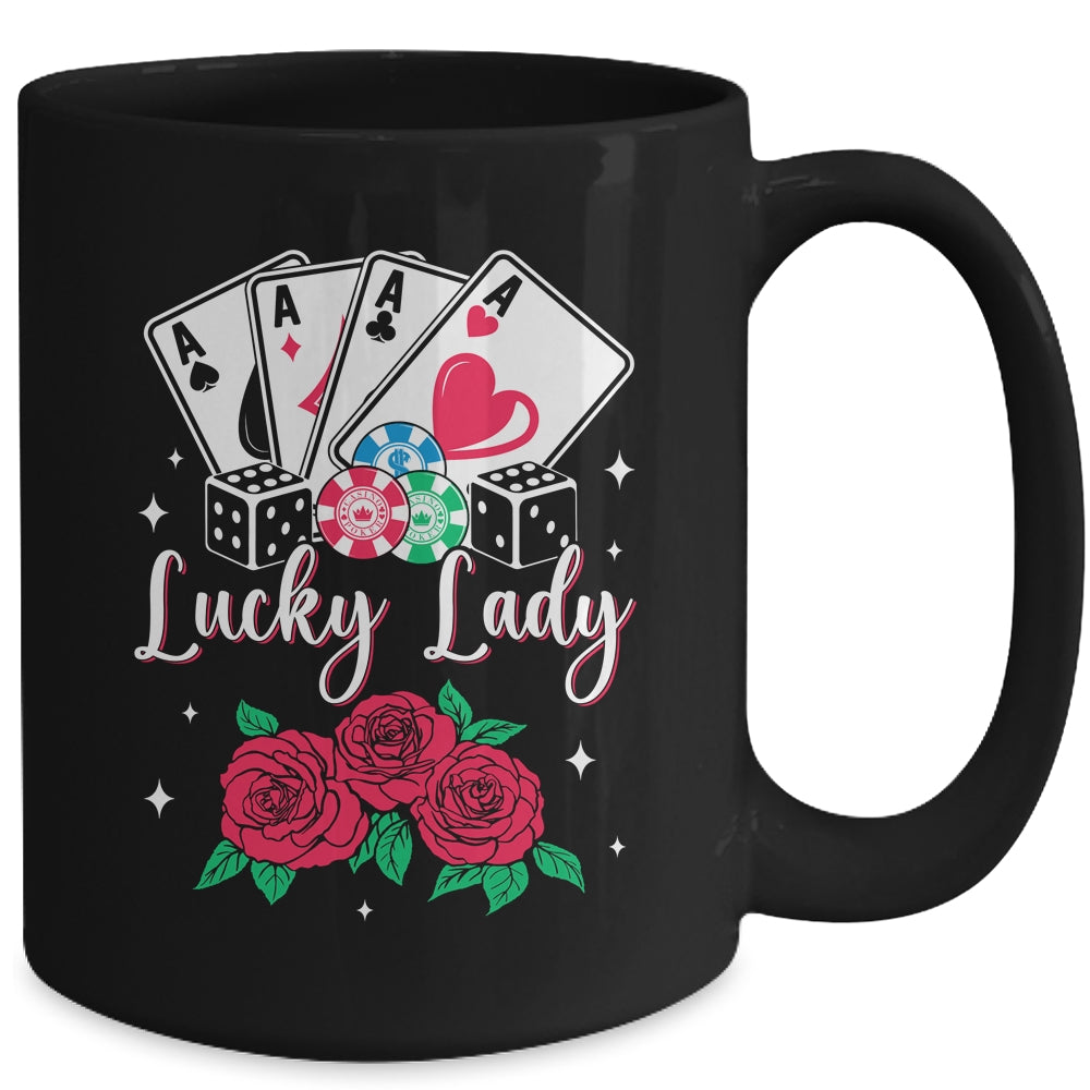 Lucky Lady Poker Player Gambling Casino Gambler Design Women Mug | siriusteestore