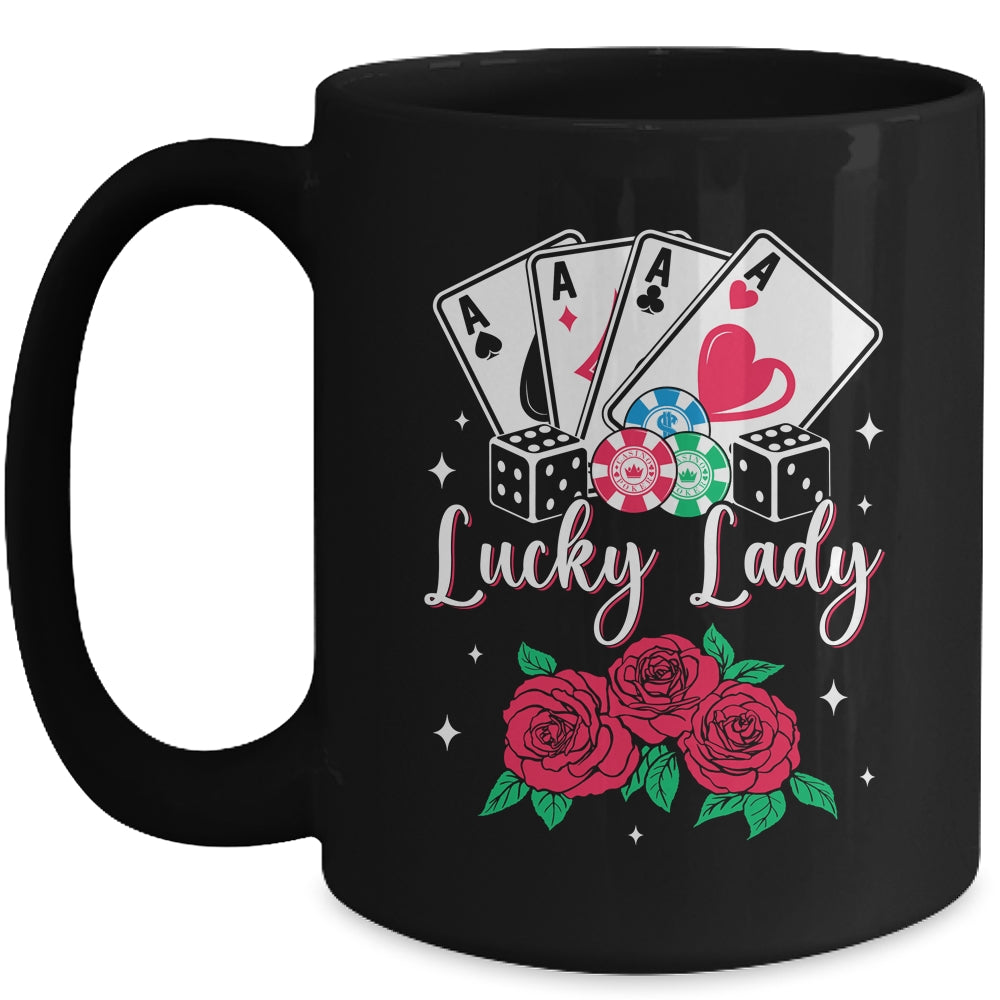 Lucky Lady Poker Player Gambling Casino Gambler Design Women Mug | siriusteestore