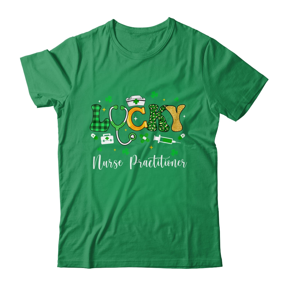 Lucky Nurse Practitioner St Patrick s Day Shamrock Outfits Gift T shirts Unisex Tees Black S