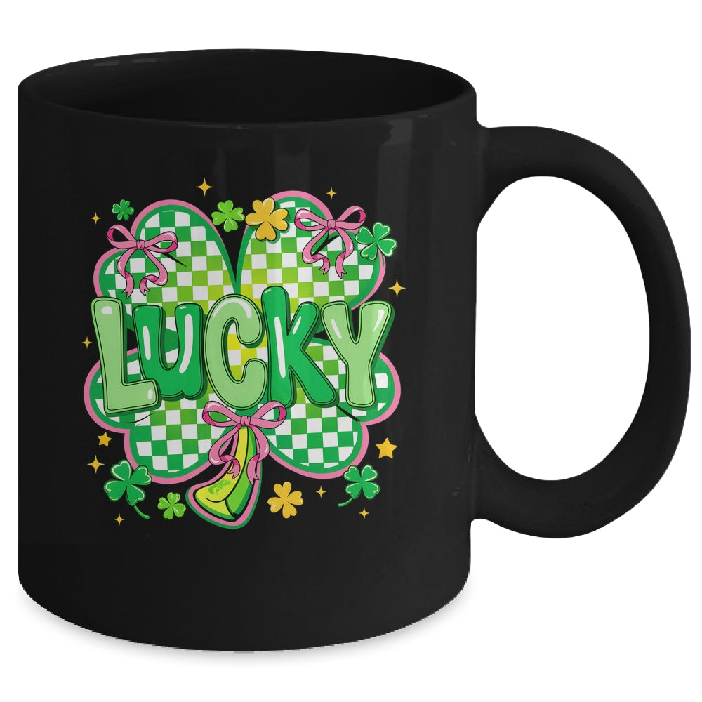Lucky St Patrick's Day Preppy Coquette Lucky Irish Shamrock Mug | siriusteestore