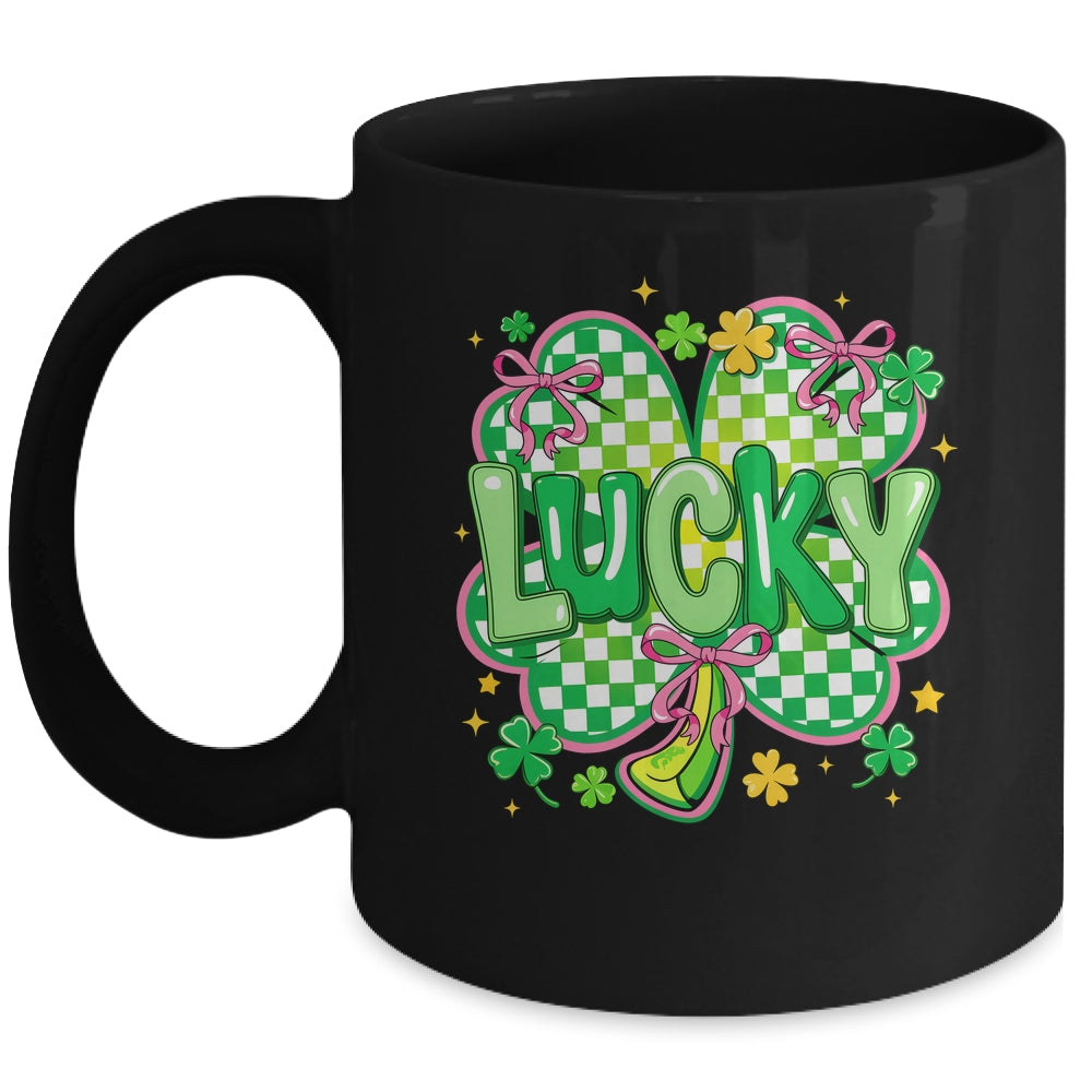 Lucky St Patrick's Day Preppy Coquette Lucky Irish Shamrock Mug | siriusteestore
