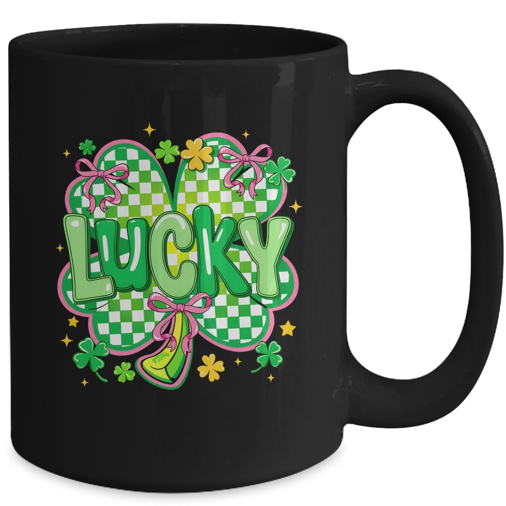 Lucky St Patrick's Day Preppy Coquette Lucky Irish Shamrock Mug | siriusteestore