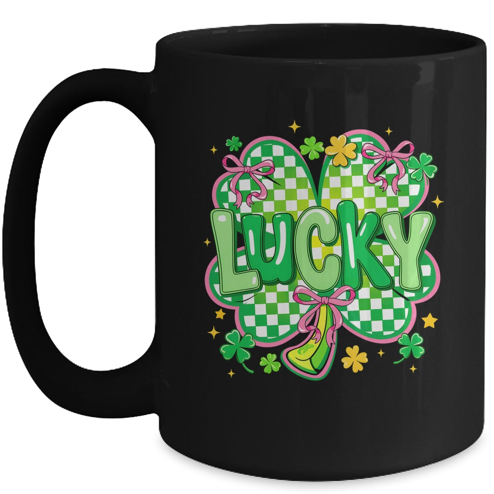Lucky St Patrick's Day Preppy Coquette Lucky Irish Shamrock Mug | siriusteestore